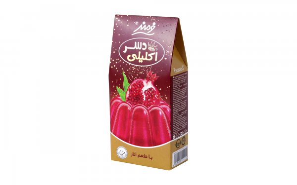 پودر ژله اکلیلی با طعم انار فرمند مقدار 100 گرم