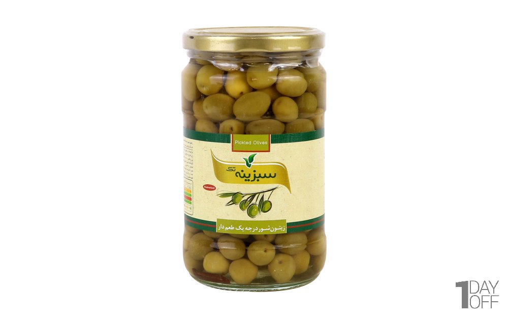 زیتون شور ممتاز طعم‌دار سبزینه تک مقدار 700 گرم