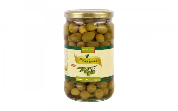 زیتون شور ممتاز طعم‌دار سبزینه تک مقدار 700 گرم