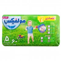 پوشک کامل بچه سایز 5 خیلی بزرگ 11 تا 25 کیلوگرم مولفیکس بسته 60 عددی 