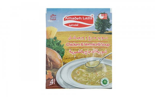 سوپ مرغ و ورمیشل آماده لذیذ مقدار 65 گرم