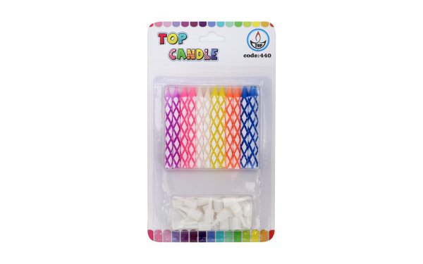 شمع کیک تاپ‌کندل (Top Candel) کد 440 بسته 24 عددی رنگارنگ 