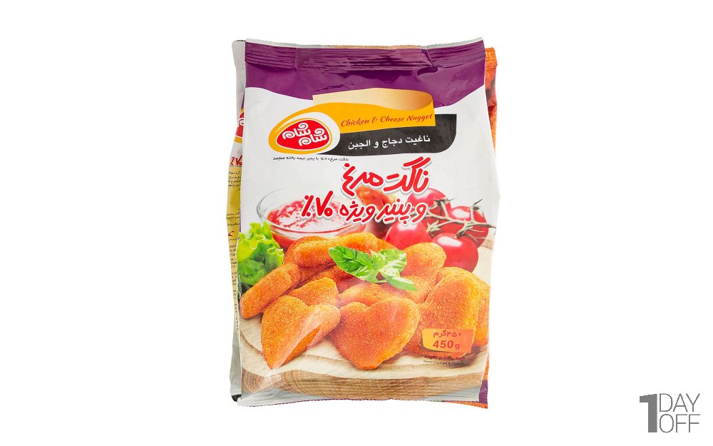 ناگت مرغ و پنیر ویژه 70% شام‌شام مقدار 450 گرم