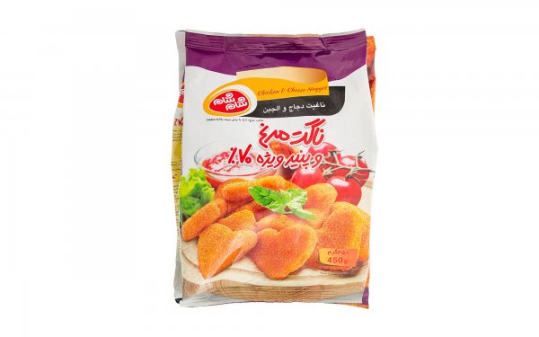 ناگت مرغ و پنیر ویژه 70% شام‌شام مقدار 450 گرم
