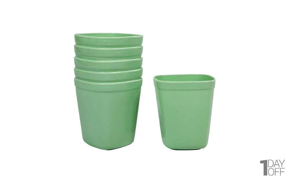 لیوان پلاستیکی 6 عددی کاوه رنگ سبز