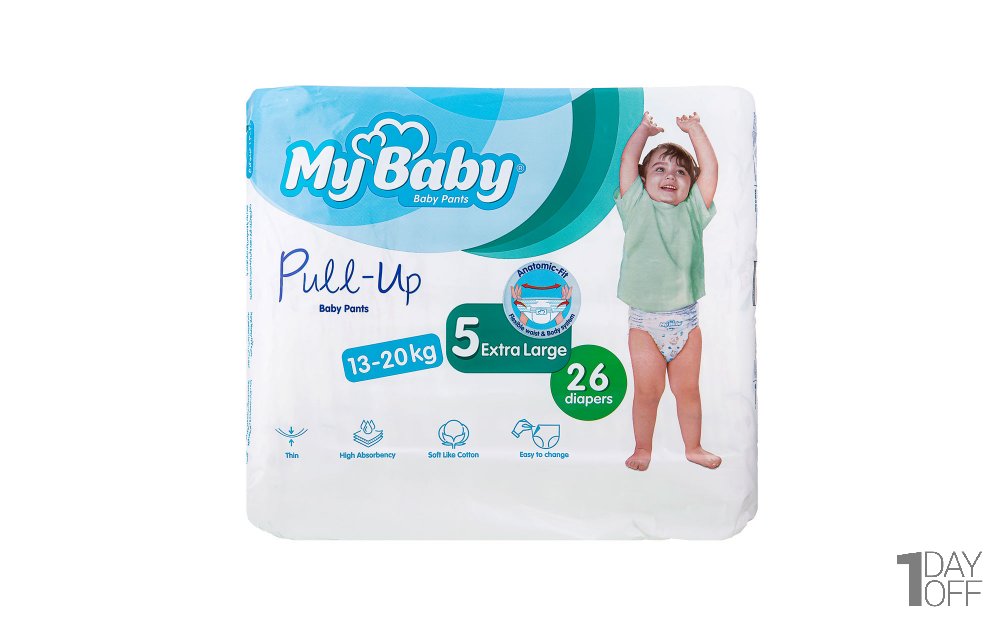 پوشک شورتی بچه مای بیبی سایز 5 بسته 26 عددی
