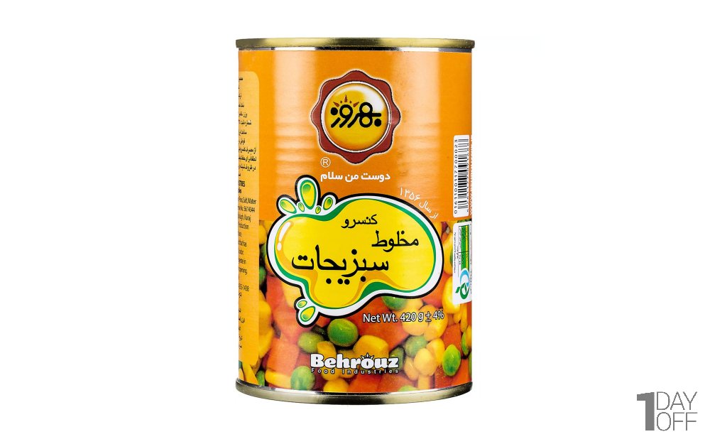کنسرو سبزیجات مخلوط بهروز مقدار 420 گرم