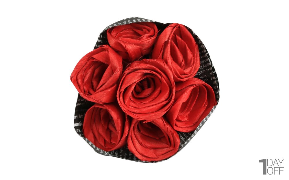 دسته گل رز کاغذی 7 عددی رنگ قرمز