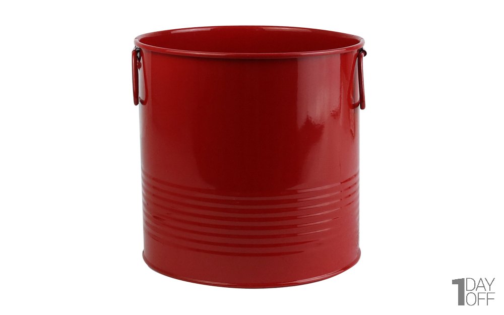  گلدان فلزی دسته‌ فلزی لاین ابعاد 19x19x18 سانتی‌متر رنگ قرمز