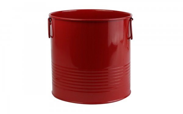  گلدان فلزی دسته‌ فلزی لاین ابعاد 19x19x18 سانتی‌متر رنگ قرمز