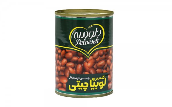 کنسرو لوبیا چیتی با سس گوجه فرنگی دلوسه مقدار 400 گرم