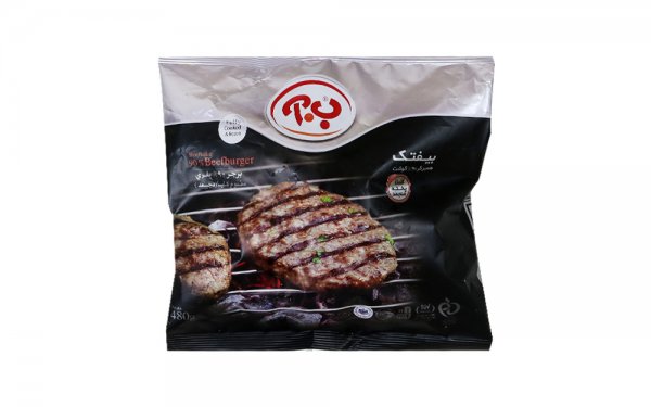 همبرگر گوشت 90% گوشت قرمز (بیفتک) ب .آ مقدار  480 گرم