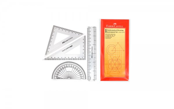 ست ریاضی فابر کاستل (Faber Castell) 4 تکه رنگ شفاف 