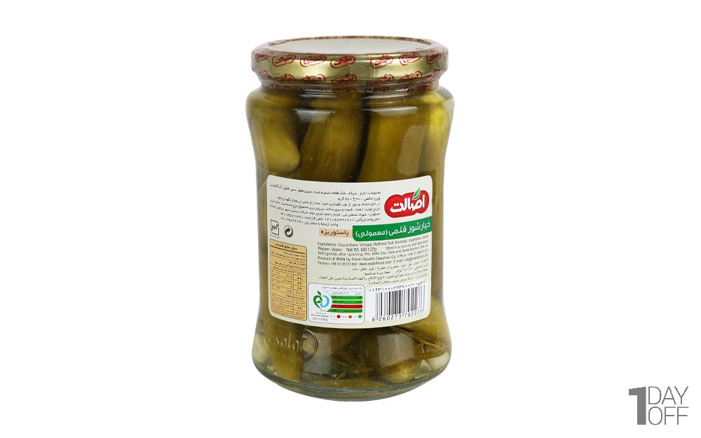 خیارشور قلمی اصالت مقدار 680 گرم