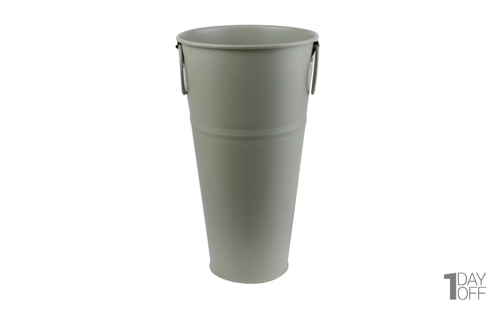گلدان فلزی دسته‌ حلقه‌ای تورینگ ابعاد 28x16x10 سانتی‌متر رنگ طوسی روشن مات