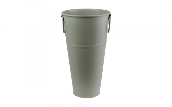 گلدان فلزی دسته‌ حلقه‌ای تورینگ ابعاد 28x16x10 سانتی‌متر رنگ طوسی روشن مات