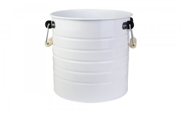 گلدان فلزی دسته‌ چوبی تورینگ ابعاد 29x29x29 سانتی‌متر رنگ سفید