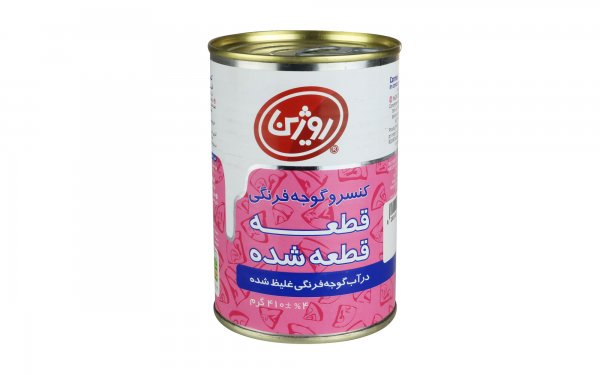 کنسرو گوجه‌فرنگی قطعه قطعه شده روژین مقدار 380 گرم
