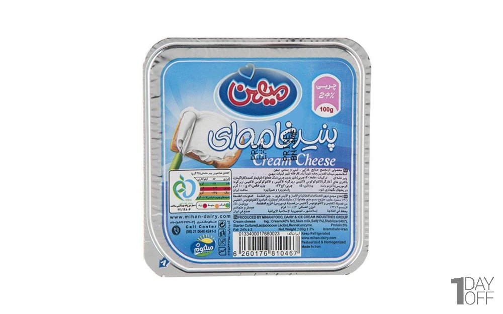 پنیر خامه‌ای میهن مقدار 100 گرم 
