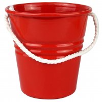 گلدان سطلی فلزی دسته‌ کنفی قطر 11 و ارتفاع 12 سانتی‌متر رنگ قرمز 