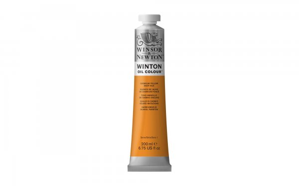 رنگ روغن وینزور (Winsor) سری Winton مقدار 200 میلی‌لیتر رنگ CADMIUM YELLOW DEEP HUE