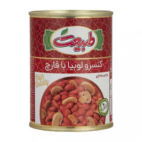 کنسرو لوبیا چیتی با قارچ طبیعت مقدار 380 گرم 