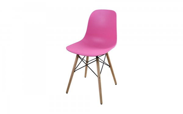 صندلی اِیمز پایه ایفلی بدون دسته با پایه چوبی رنگ صورتی
