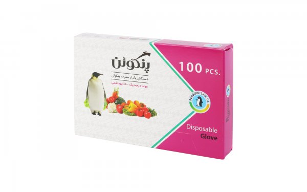 دستکش پلاستیکی یکبار مصرف پنگوئن بسته 100 عددی