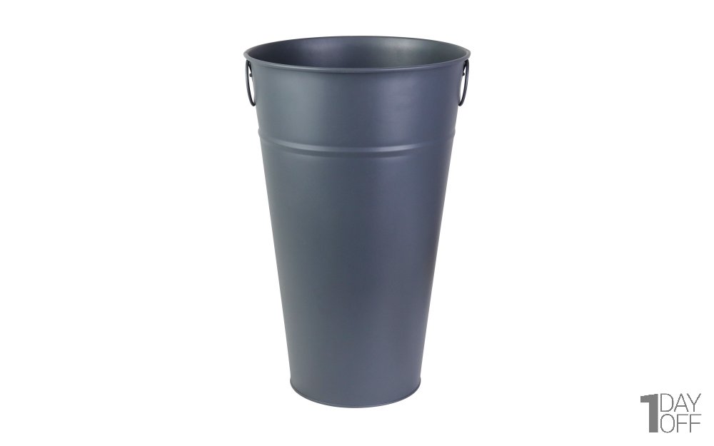 گلدان فلزی دسته‌ حلقه‌ای تورینگ ابعاد 45x28x18 سانتی‌متر رنگ خاکستری مات