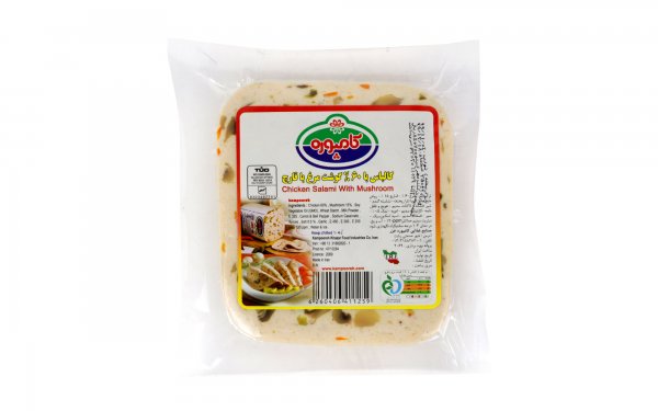 کالباس گوشت مرغ و قارچ با 60 درصد گوشت مرغ کامپوره مقدار 250 گرم