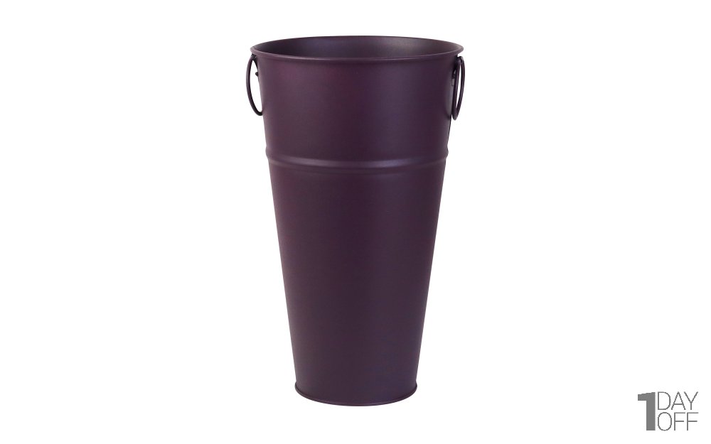 گلدان فلزی دسته‌ حلقه‌ای تورینگ ابعاد 34x20x12 سانتی‌متر رنگ بنفش مات