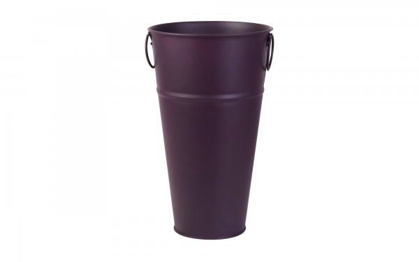 گلدان فلزی دسته‌ حلقه‌ای تورینگ ابعاد 34x20x12 سانتی‌متر رنگ بنفش مات