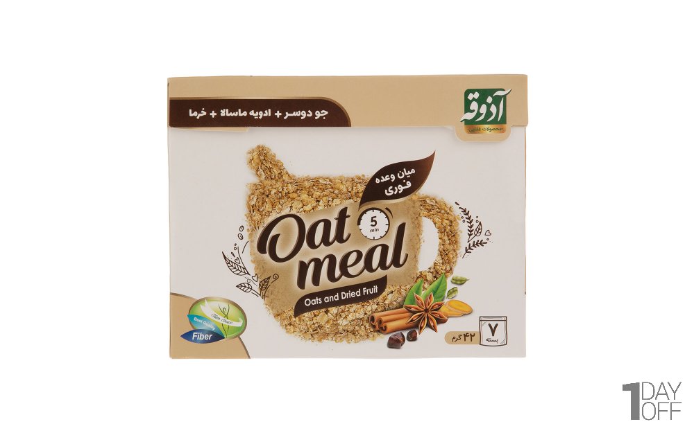 اوتمیل جو دوسر به همراه ادویه ماسلا و خرما آذوقه بسته 7 عددی 