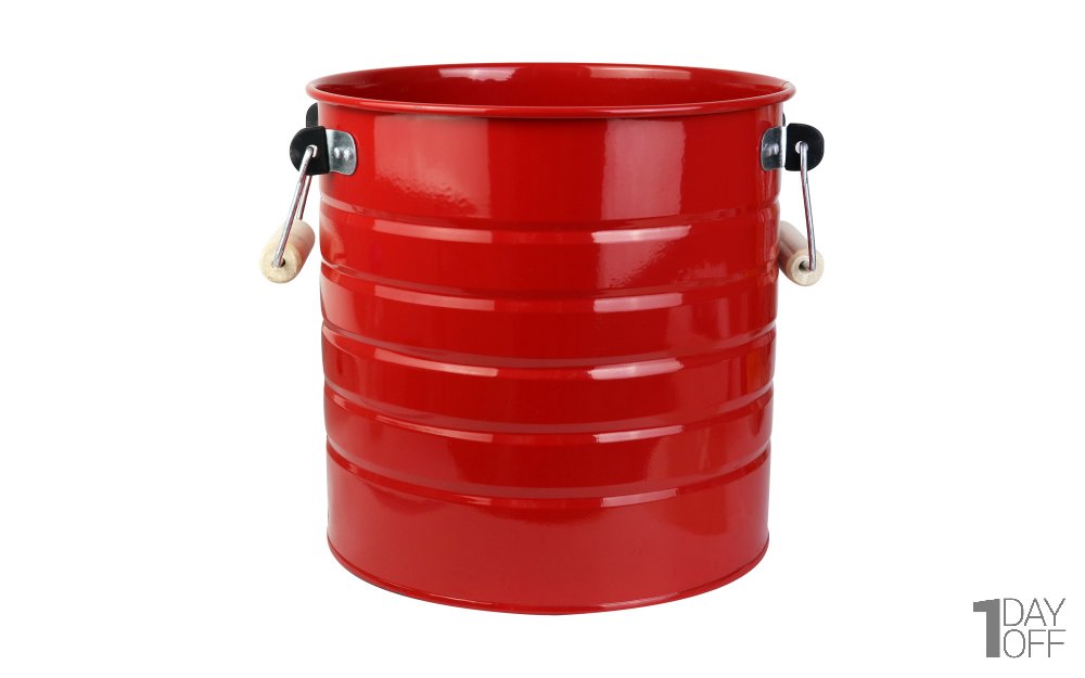 گلدان فلزی دسته‌ چوبی تورینگ ابعاد 29x29x29 سانتی‌متر رنگ قرمز