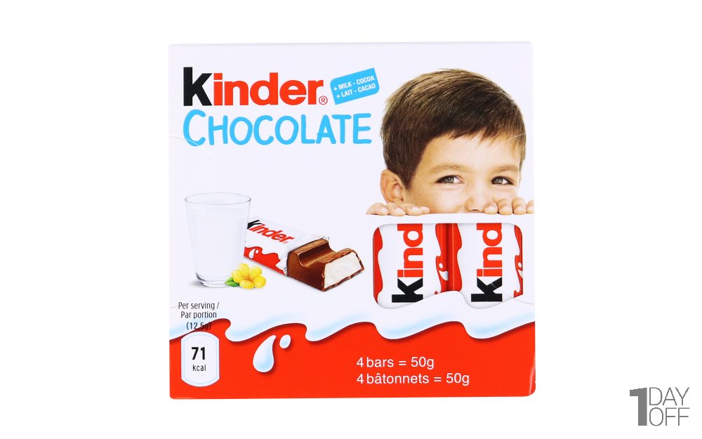 شکلات شیری 4 تکه کیندر (Kinder) مقدار 50 گرم
