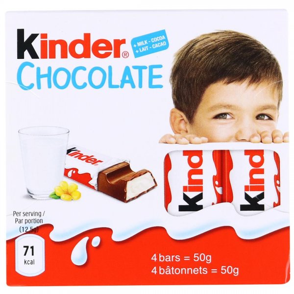 شکلات شیری 4 تکه کیندر (Kinder) مقدار 50 گرم