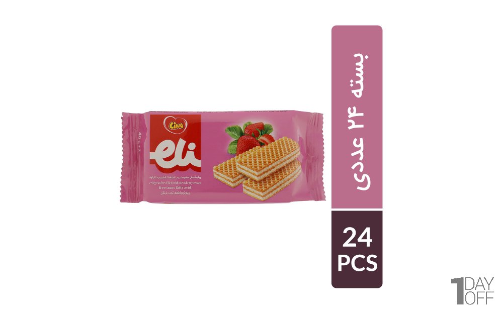 ویفر کرمدار با طعم توت‌فرنگی لینا بسته 24 عددی