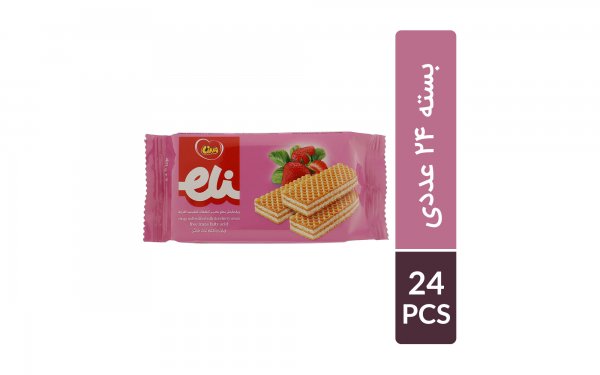 ویفر کرمدار با طعم توت‌فرنگی لینا بسته 24 عددی