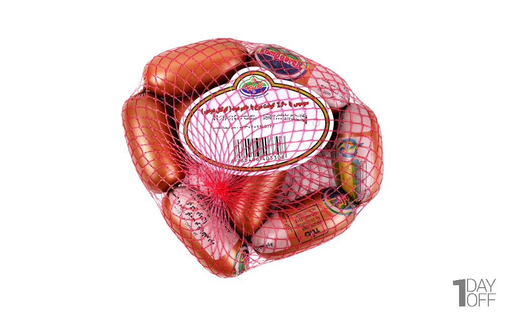 سوسیس کوکتل دودی  با 60 درصد گوشت مرغ کامپوره مقدار 500 گرم