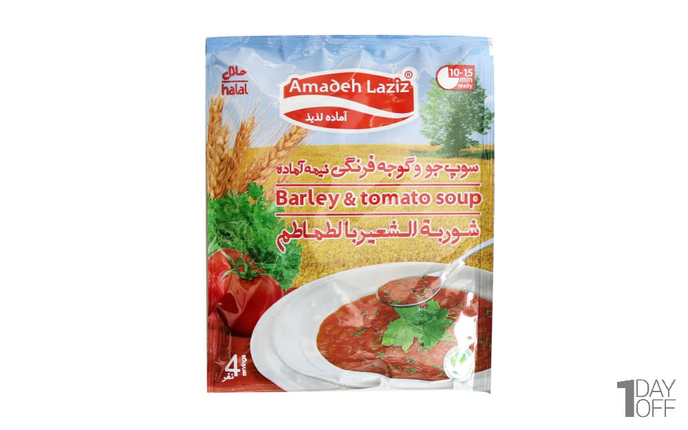 سوپ جو و گوجه‌فرنگی نیمه‌آماده لذیذ مقدار 65 گرم