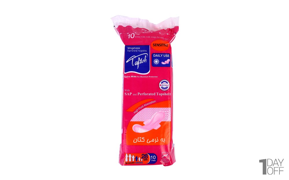 نوار بهداشتی بالدار ویژه روز 28 سانتی‌متری 10 عددی تافته