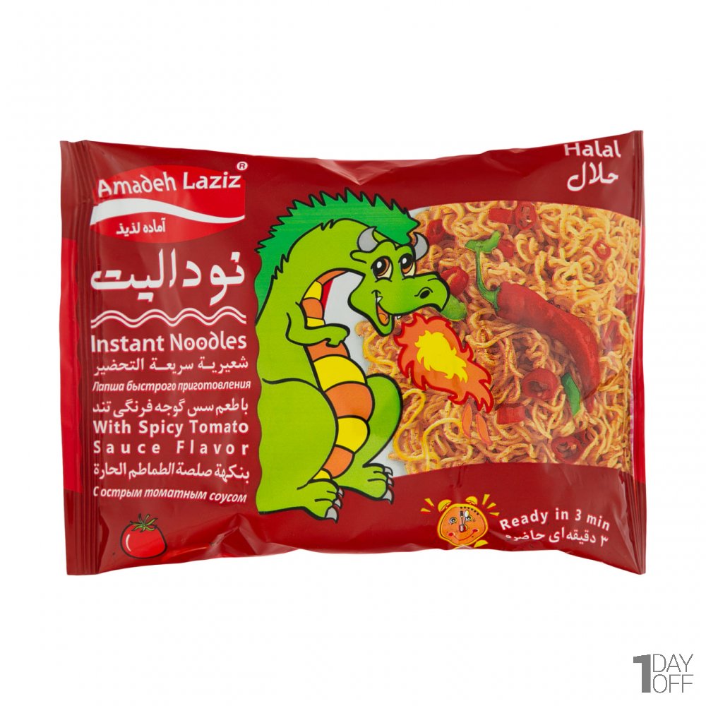 نودل با طعم سس گوجه فرنگی تند آماده لذیذ