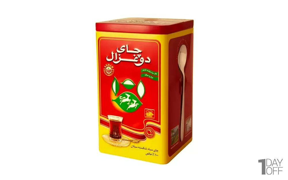 چای سیاه خارجی دوغزال قوطی فلزی مقدار 400 گرم (دارای قاشق هدیه)