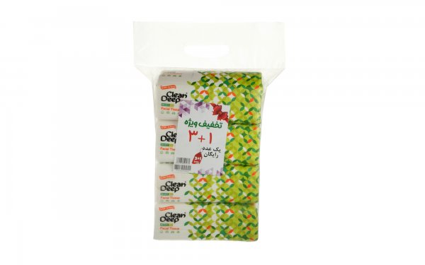 دستمال کاغذی دولایه 250 برگ دیپ‌کلین سبز بسته 3 عددی به همراه 1 بسته هدیه