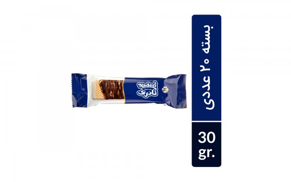 بسته 20 عددی ویفر نارگیلی با روکش کاکائو نادری مقدار 30 گرم