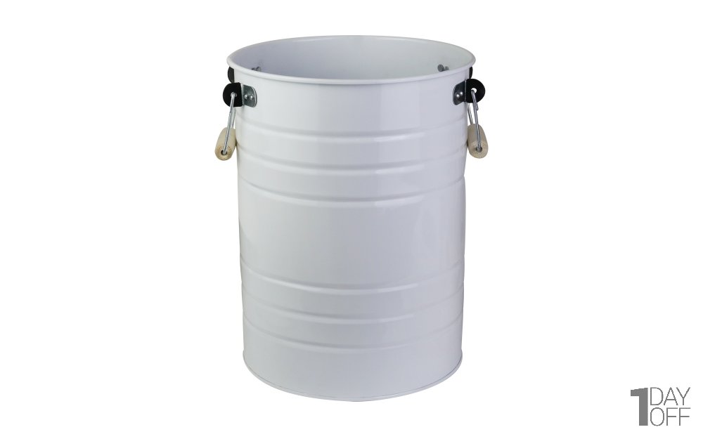 گلدان فلزی دسته‌ چوبی تورینگ ابعاد 29x29x29 سانتی‌متر رنگ سفید