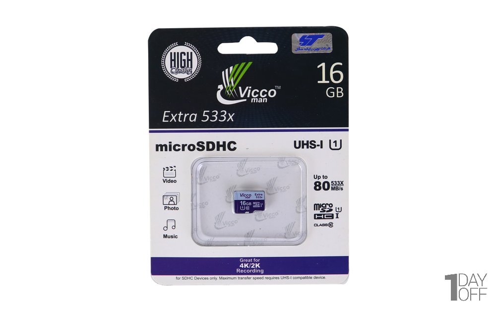 کارت حافظه 16 گیگابایت میکرو SD ویکومن (VIcco man) مدل Extra 533X