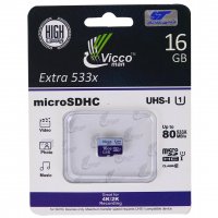 کارت حافظه 16 گیگابایت میکرو SD ویکومن (VIcco man) مدل Extra 533X