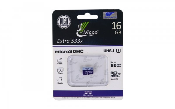 کارت حافظه 16 گیگابایت میکرو SD ویکومن (VIcco man) مدل Extra 533X