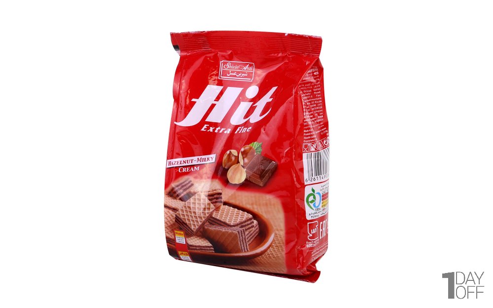 ویفر با کرم شیری و طعم فندقی هیت شیرین‌عسل مقدار 150 گرم